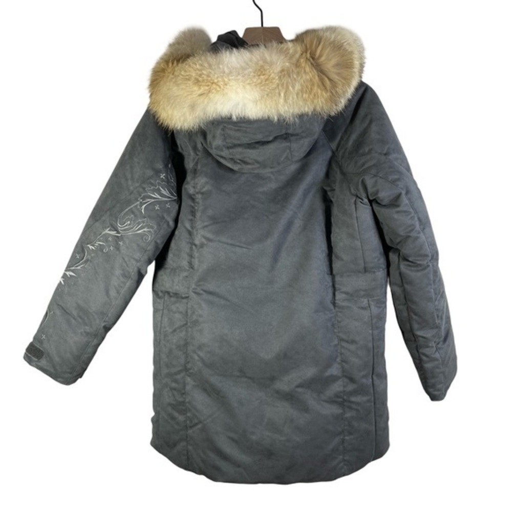 Cabela's Goose Down Embroidered Parka Coat With Coyote Fur Collar Size M